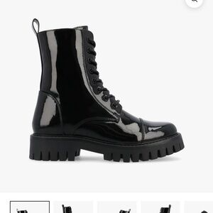 Glossy Black Combat Boots